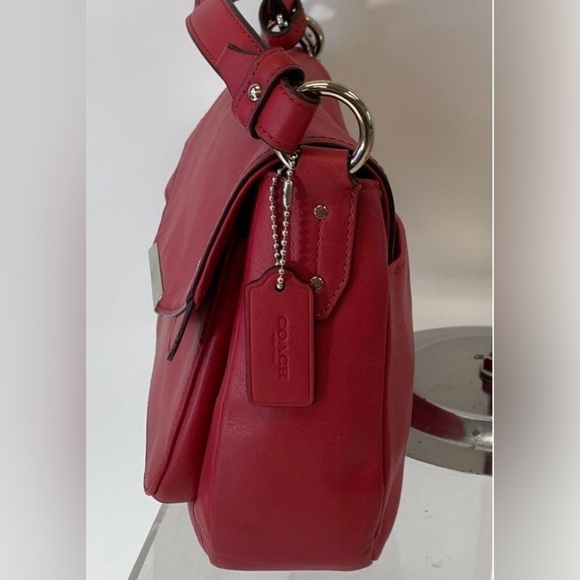 Coach Taylor Mini Flap Crossbody Berry Red Leather Purse - Picture 14 of 16